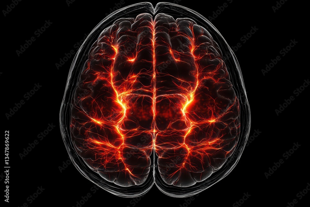 Fototapeta premium Highly Detailed Concept of Brain with MRI Scan Visualization and Neural Activity Display