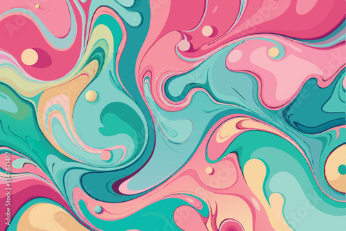 Soft flowing pastel fluid art in pink, turquoise, and purple tones, blending together in a beautiful abstract swirl Pattern Background
