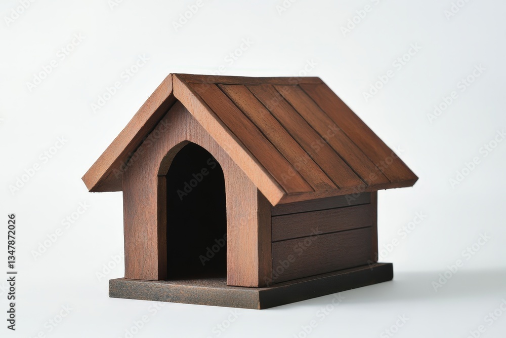 Wooden model of a dog house with a simple architectural design Wooden model of a dog house with a simple architectural design