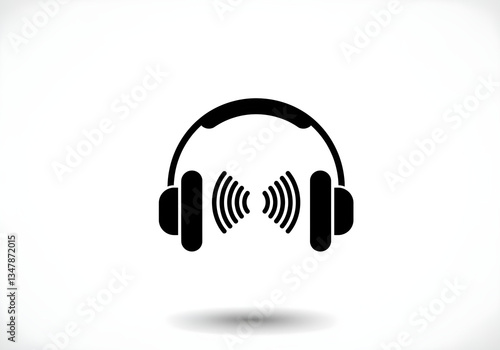 A simple black icon shows a pair of headphones with sound waves emanating from the center.