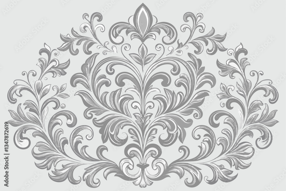 Classic Ornate Floral Damask Pattern in Soft Gray, Timeless Design for Stylish Home Decor and Wallpapers Pattern Background Classic Ornate Floral Damask Pattern in Soft Gray, Timeless Design for Stylish Home Decor and Wallpapers Pattern Background
