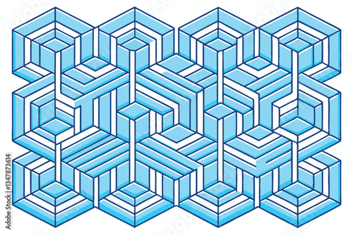 Hexagonal geometric pattern in clean blue and white tones, abstract design for modern interior decoration or digital projects Pattern Background