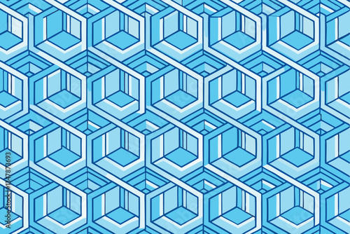Beautiful geometric pattern with hexagonal shapes and intricate details, blue and white color scheme, stylish and modern design Pattern Background