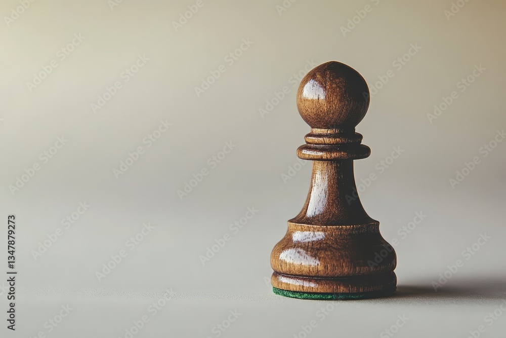 A Single Wooden Pawn Piece Stands Alone on a Surface A Single Wooden Pawn Piece Stands Alone on a Surface