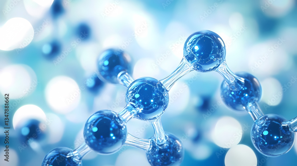 Close-Up of Molecular Model with Blue Spheres Close-Up of Molecular Model with Blue Spheres