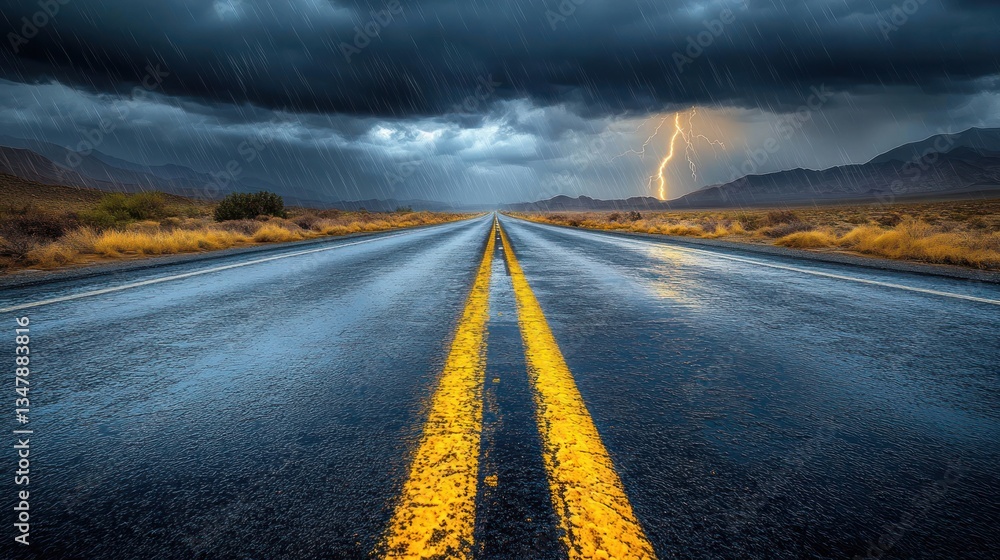 Fototapeta premium Dramatic storm over a deserted highway