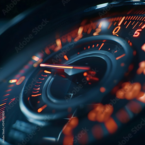 High-Speed Automotive Tachometer with a Neon Blue Glow