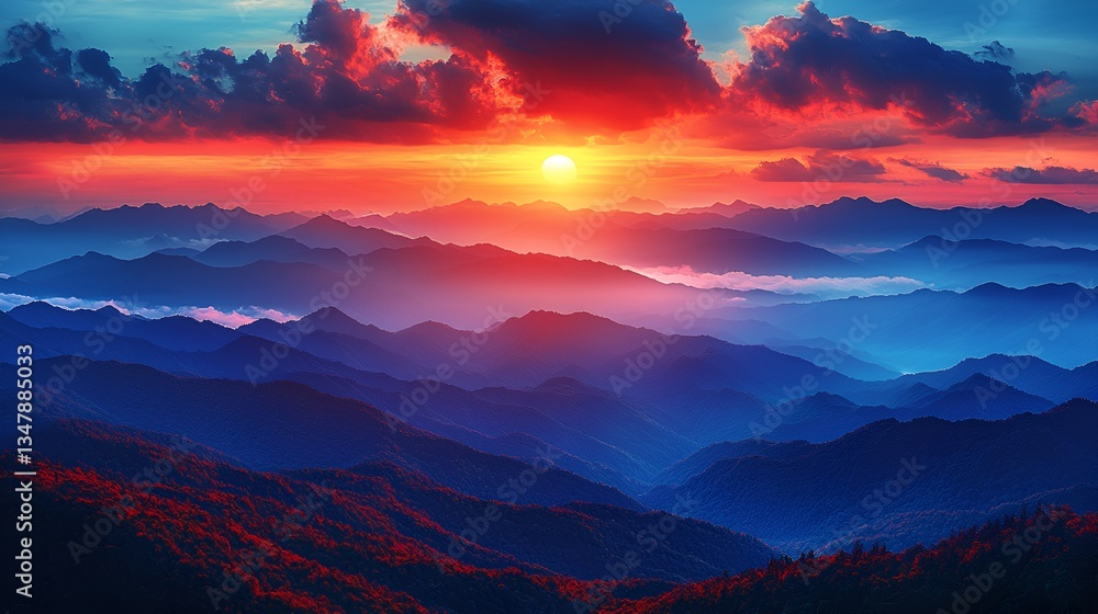 Fototapeta premium Mountain Sunset Panorama