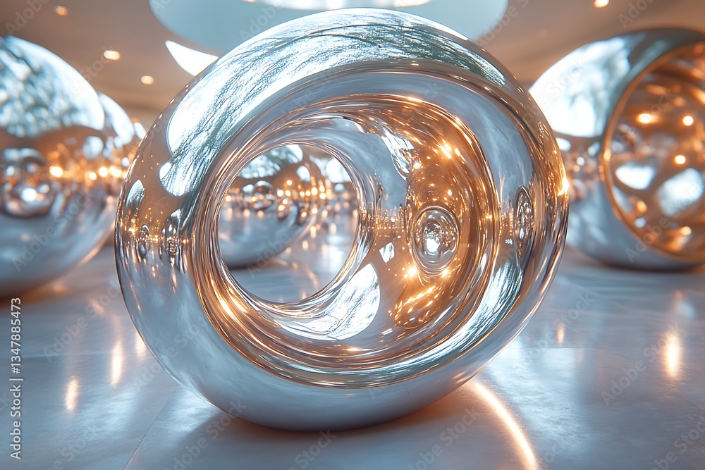 A group of shiny metal spheres, differing in size and brightness. A group of shiny metal spheres, differing in size and brightness.