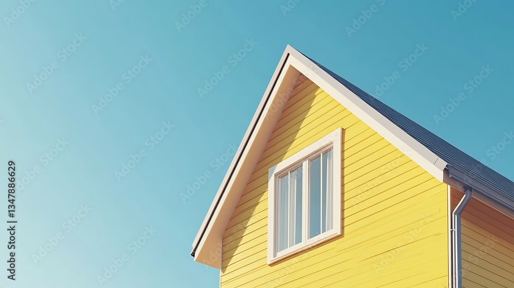 Sunny Yellow House Gable and Sky Minimalist Architecture Photography Sunny Yellow House Gable and Sky Minimalist Architecture Photography