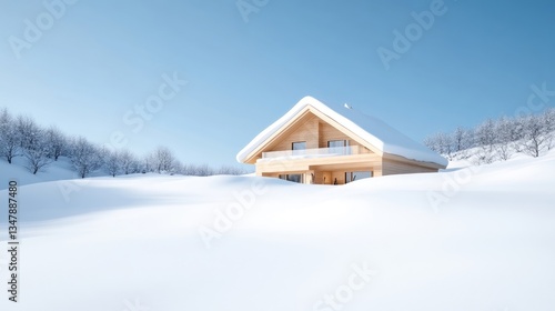 Wallpaper Mural Snowy mountain chalet nestled in pristine landscape Torontodigital.ca