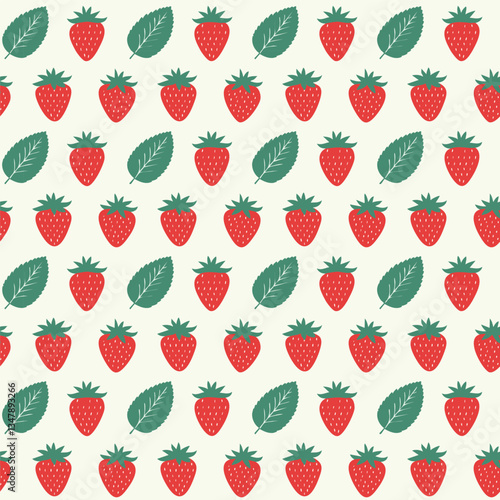A pattern strawberries and leaves background illustration