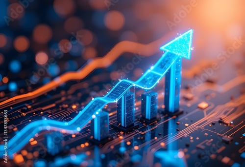A stylized graphic of an upward-pointing arrows symbolizing business development, growth, and dynamic success in a corporate or financial context.
