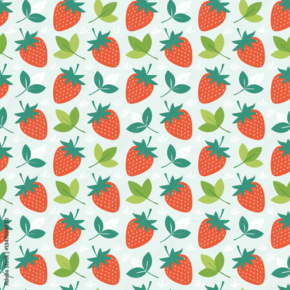 A pattern strawberries and leaves background illustration A pattern strawberries and leaves background illustration