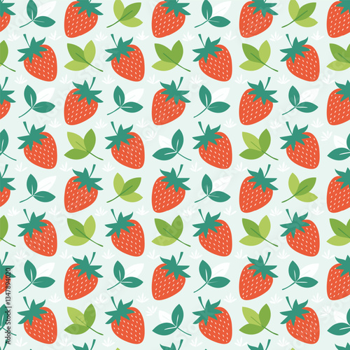 A pattern strawberries and leaves background illustration