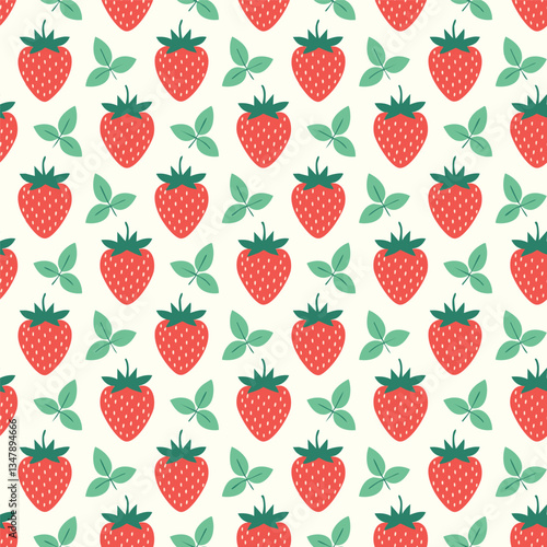 Seamless strawberry pattern on white background vector illustration