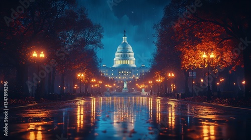 Wallpaper Mural Night View of the United States Capitol Building, Washington

 Torontodigital.ca