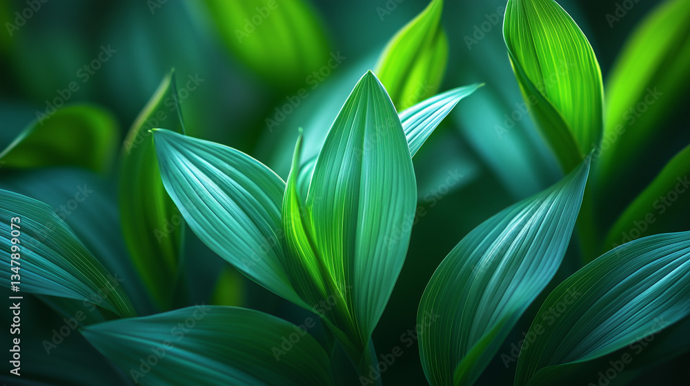 Obraz premium Vibrant green leaf texture in close-up, showcasing nature's organic beauty and intricate details.