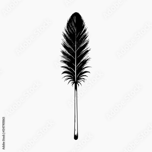 Black and White Feather Duster Illustration. Vector image