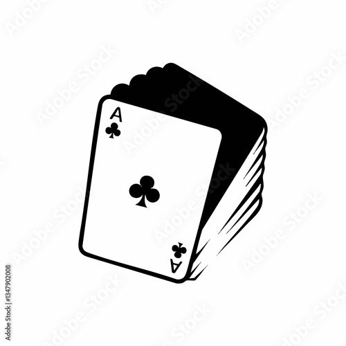 Ace of Clubs Playing Cards Stack Icon. Vector image