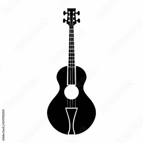 Black Silhouette of an Acoustic Guitar. Vector image