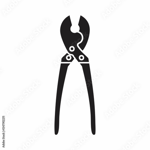 Black silhouette of wire cutters icon. Vector image