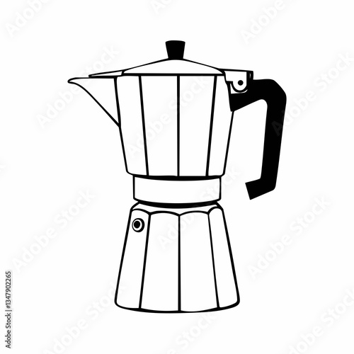 Line art illustration of a stovetop coffee maker. Vector image