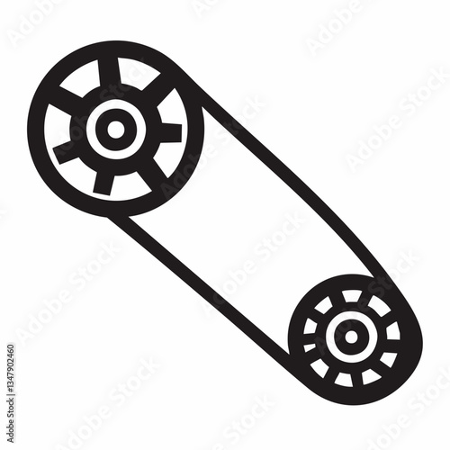 Vector illustration of a belt drive system with sprockets. Vector image