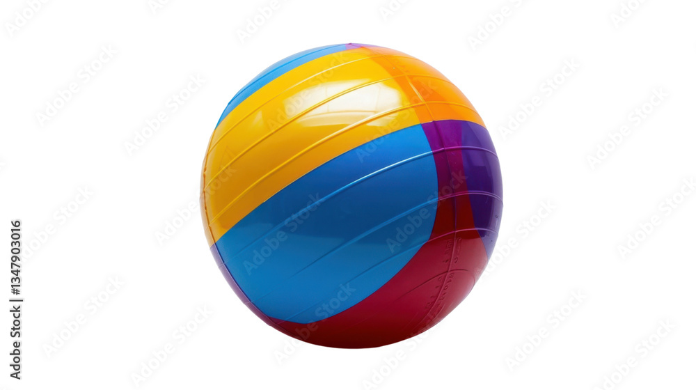 Colorful inflatable beach ball rotating on transparent background Colorful inflatable beach ball rotating on transparent background