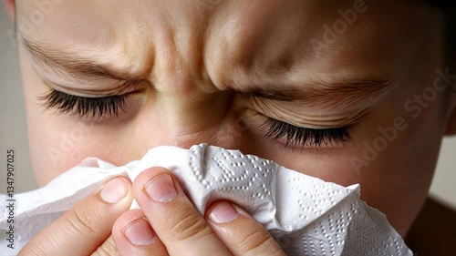 Child Blowing Nose, Sickness, Illness, Health, Cold, Flu, Tissue, Sneezing,  Discomfort