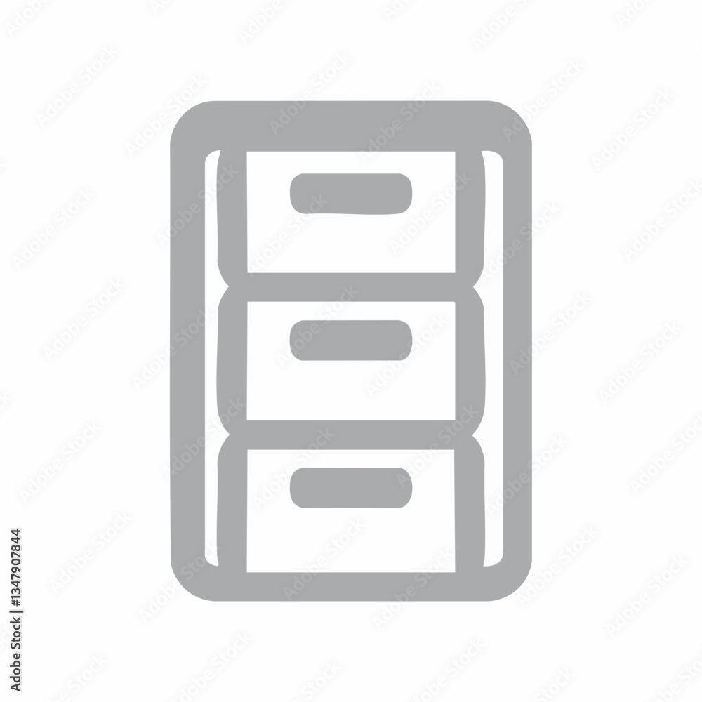 Three-Drawer Filing Cabinet Icon Vector Graphic. Vector image Three-Drawer Filing Cabinet Icon Vector Graphic. Vector image