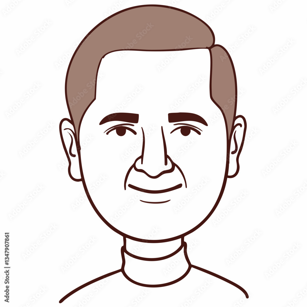 Vector Illustration of a Man with Short Hair Wearing a Turtleneck. Vector image Vector Illustration of a Man with Short Hair Wearing a Turtleneck. Vector image