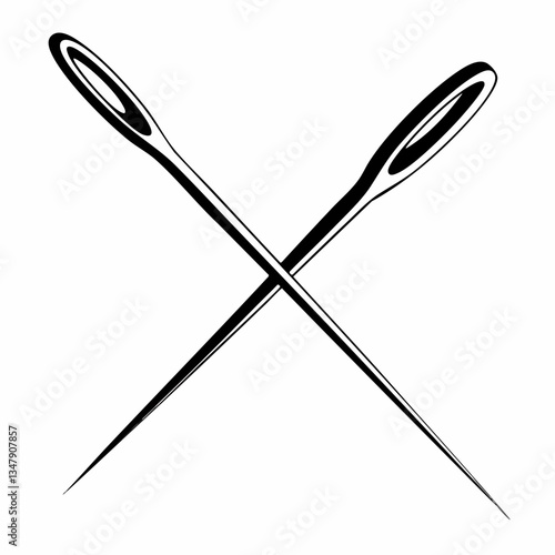 Two needles crossed graphic design element. Vector image