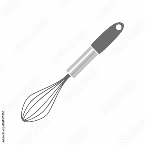 Simple Wire Whisk Kitchen Utensil Icon. Vector image