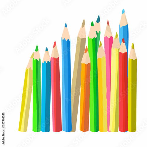 Colorful Pencils Arranged in a Row. Vector image
