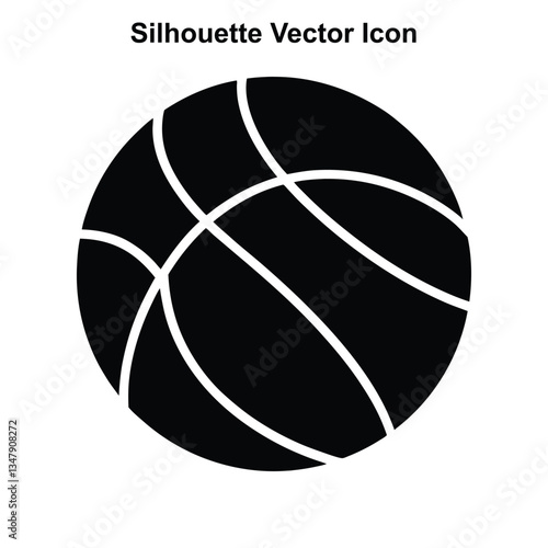 Basketball ball icon vector illustration in orange and black, isolated on white, symbolizing sports equipment for games like basketball, football, soccer, and more