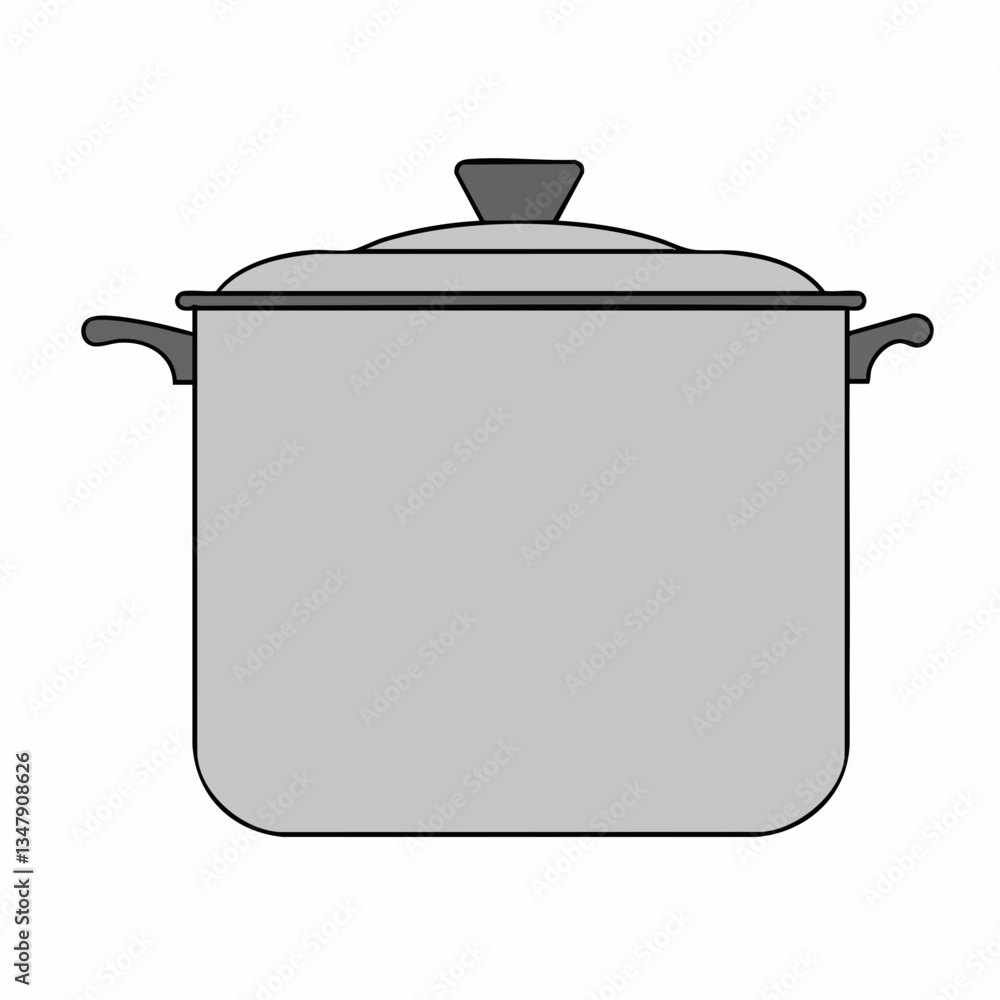 Vector illustration of a covered cooking pot with handles. Vector image Vector illustration of a covered cooking pot with handles. Vector image
