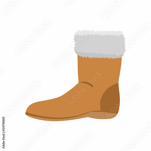 Winter Boot with Fur Trim Illustration. Vector image