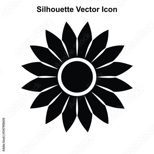 Abstract flower logo design with nature elements, featuring floral patterns, leaves, and a sun symbol, in a black and white style, perfect for spring or summer-themed decorations