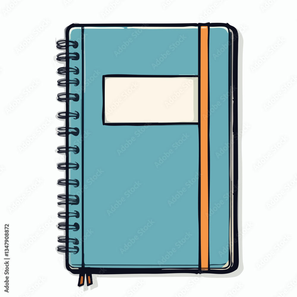 Spiral Notebook with Bookmark and Blank Label. Vector image Spiral Notebook with Bookmark and Blank Label. Vector image