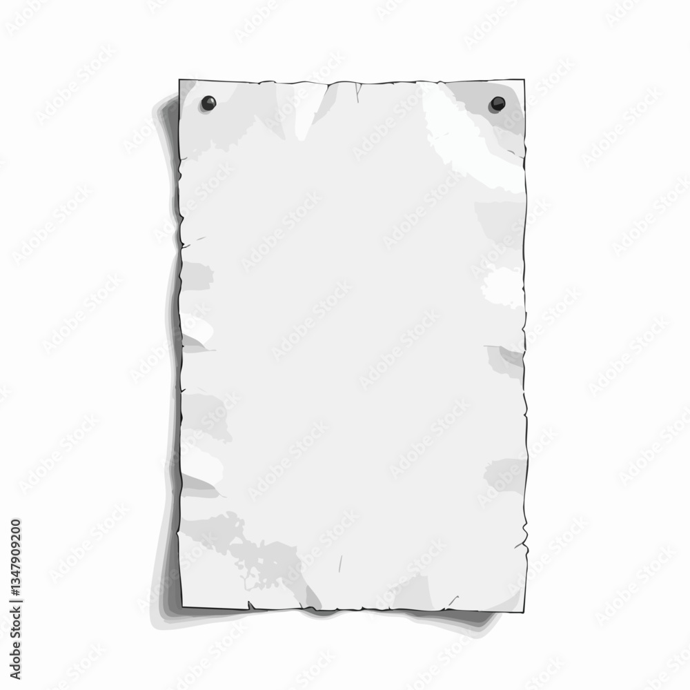 Obraz premium Pinned Crumpled Paper Notice Template. Vector image