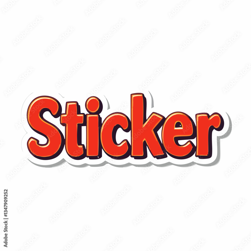 Orange Sticker Design with Shadow Effect. Vector image
