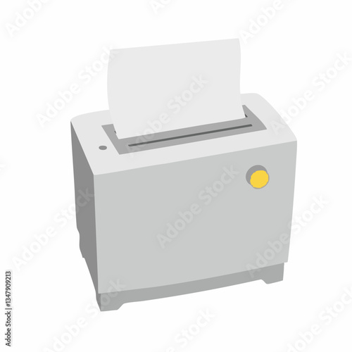 Paper shredder with document being fed. Vector image