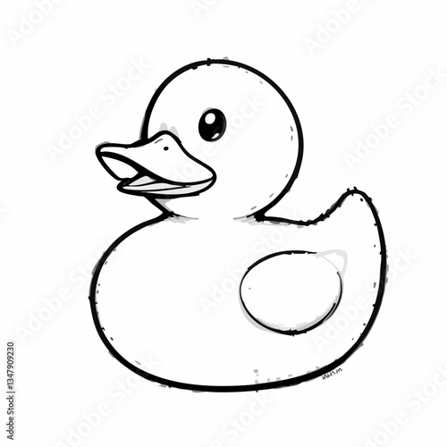Outlined Rubber Duck Illustration. Vector image