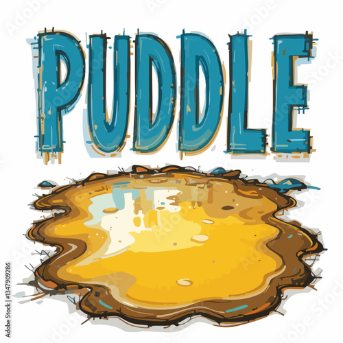 Mud Puddle with Text Overlay. Vector image