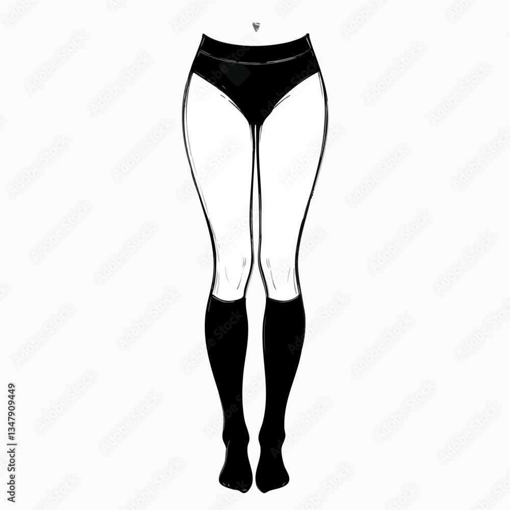 Legs in Underwear and Knee High Socks Vector Illustration. Vector image Legs in Underwear and Knee High Socks Vector Illustration. Vector image