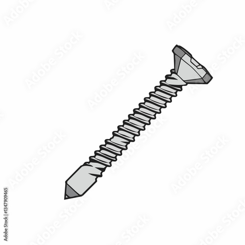 Illustration of a metal screw with a triangular head. Vector image