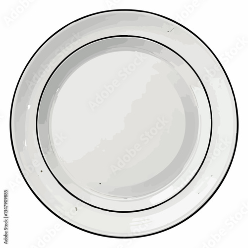 Empty Double Rimmed Plate Illustration. Vector image