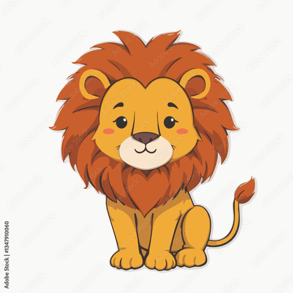 Cute Cartoon Lion Cub Sitting Down. Vector image Cute Cartoon Lion Cub Sitting Down. Vector image