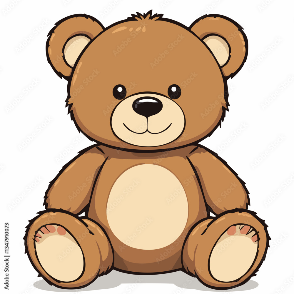 Cute Brown Teddy Bear Sitting Down. Vector image Cute Brown Teddy Bear Sitting Down. Vector image